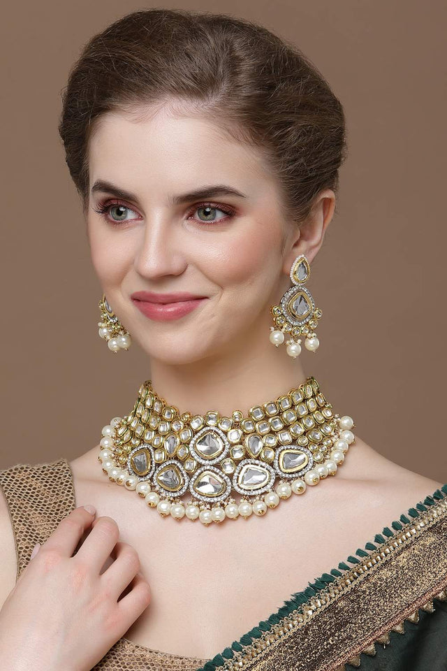 Multi-Color Beaded Alloy Necklace & Earring Set (DGNCE23033)