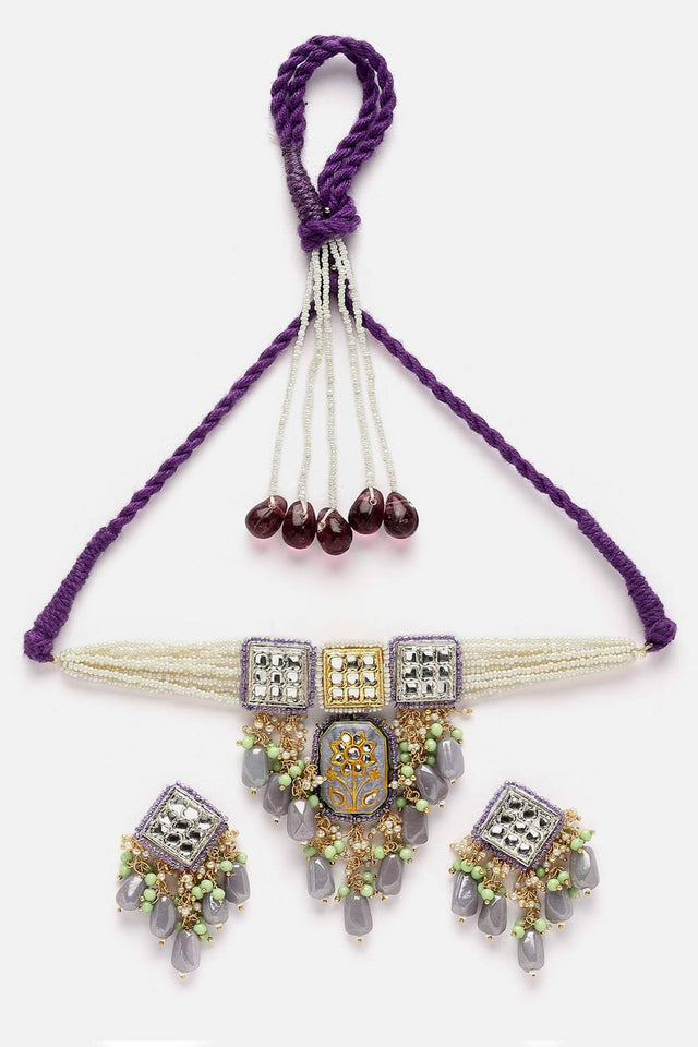 Multi-Color Beaded Alloy Necklace & Earring Sets