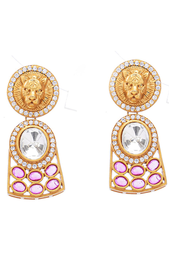 Multi-Color Brass Necklace & Earring Set