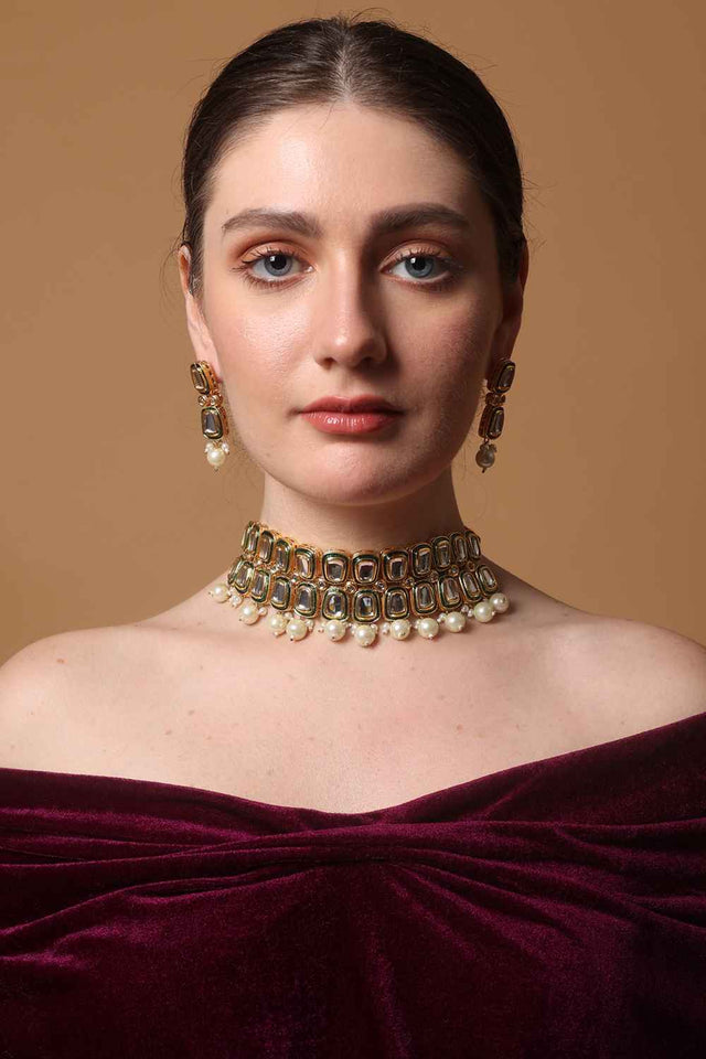 Multi-Color Alloy Necklace with Earrings Set