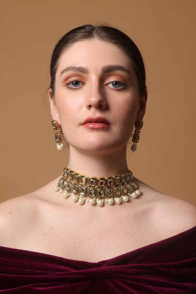 Multi-Color Alloy Necklace with Earrings Set