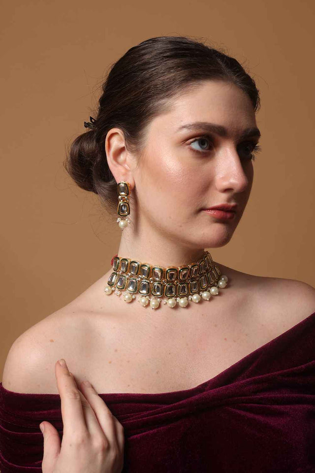 Multi-Color Alloy Necklace with Earrings Set