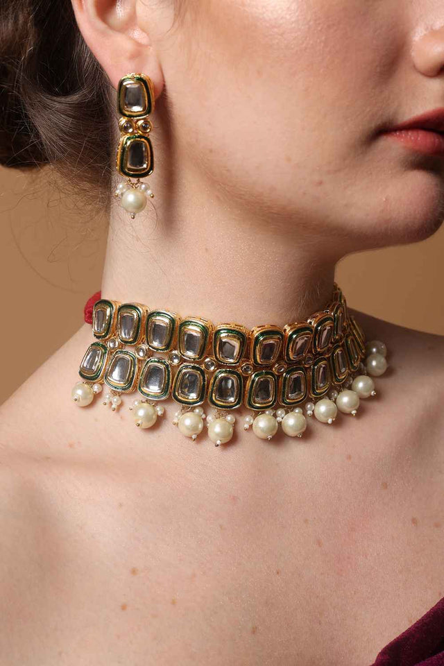 Multi-Color Alloy Necklace with Earrings Set