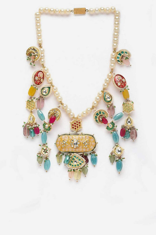 Multi-Color Beaded Alloy Necklace Set