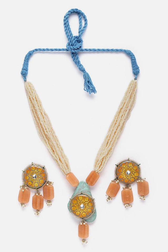 Multi-Color Beaded Alloy Necklace & Earring Sets