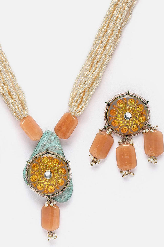 Multi-Color Beaded Alloy Necklace & Earring Sets