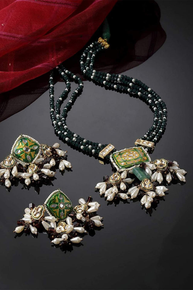 Multi-Color Beaded Alloy Necklace & Earring Sets