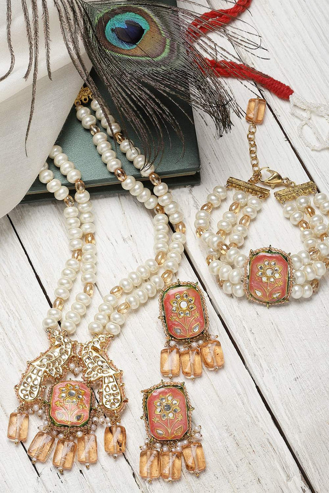 Multi-Color Beaded Alloy Necklace & Earring Sets