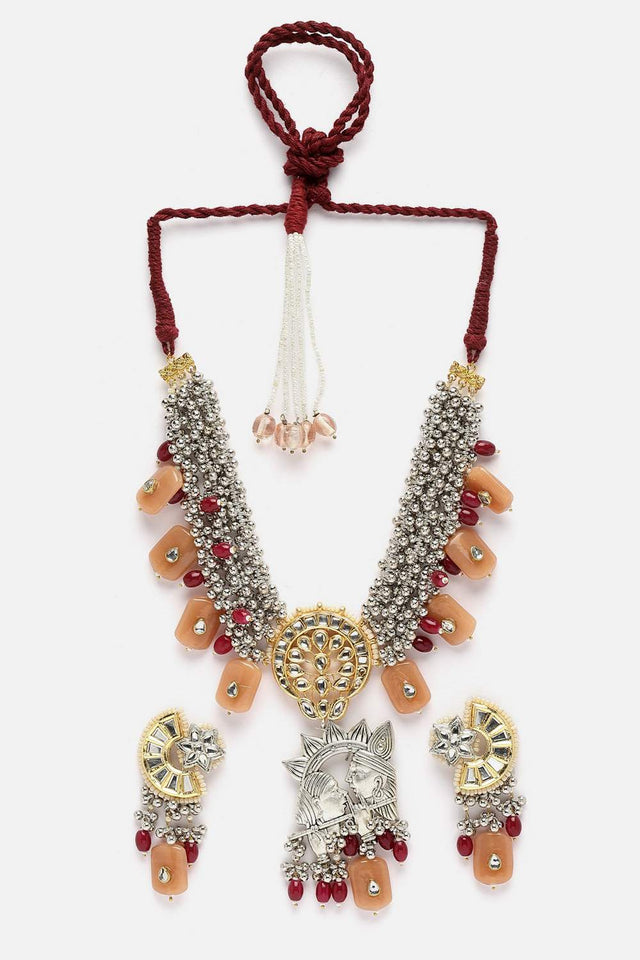 Multi-Color Beaded Alloy Necklace & Earring Sets