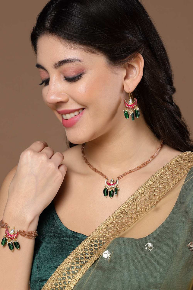 Multi-Color Alloy Necklace & Earring Set