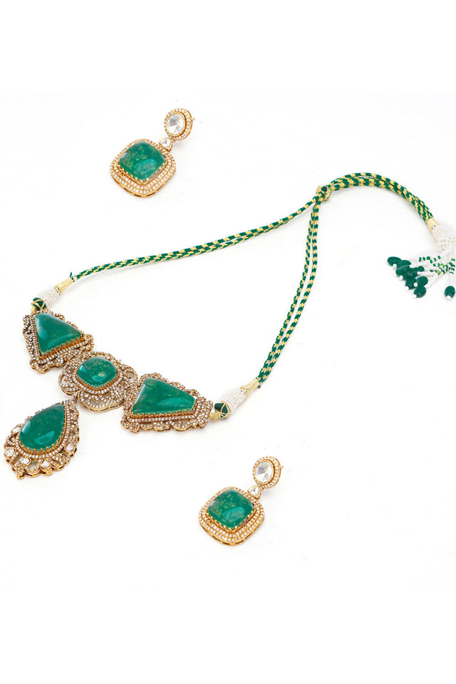 Multi-Color Brass Necklace & Earring Set