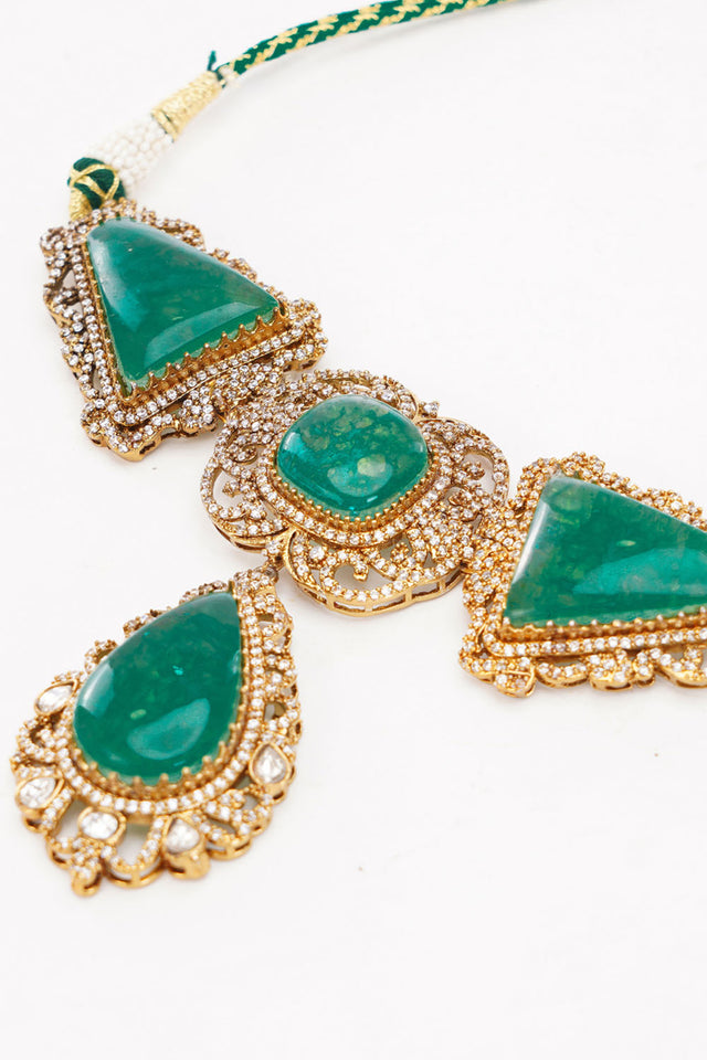 Multi-Color Brass Necklace & Earring Set