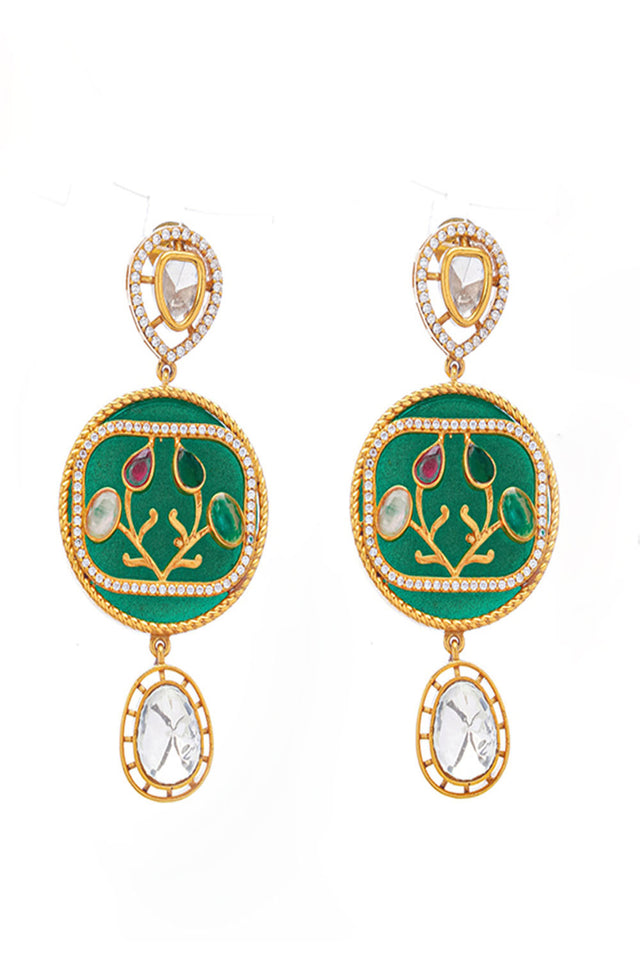 Multi-Color Brass Necklace & Earring Set