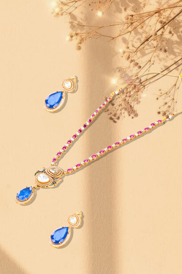 Multi-Color Brass Necklace & Earring Set