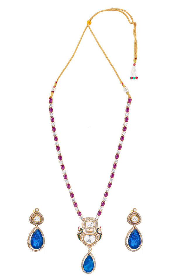 Multi-Color Brass Necklace & Earring Set