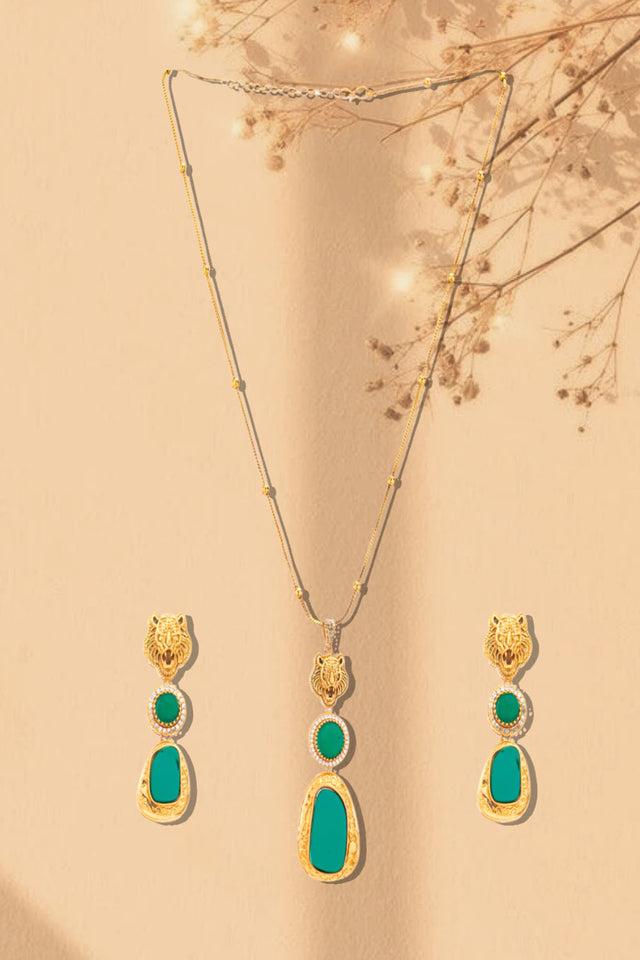 Multi-Color Brass Necklace & Earring Set