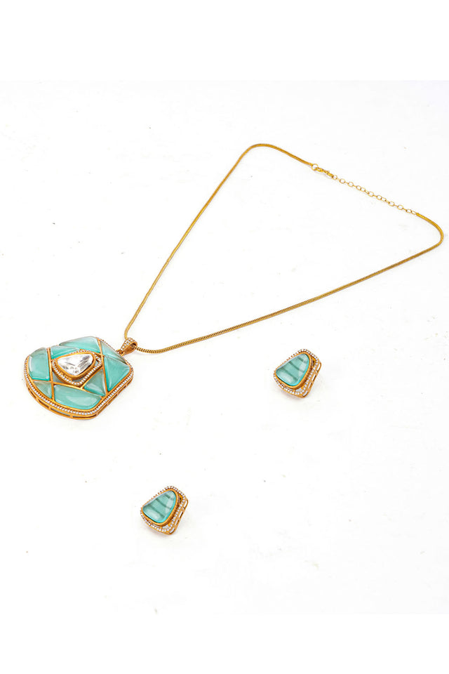 Multi-Color Brass Necklace & Earring Set