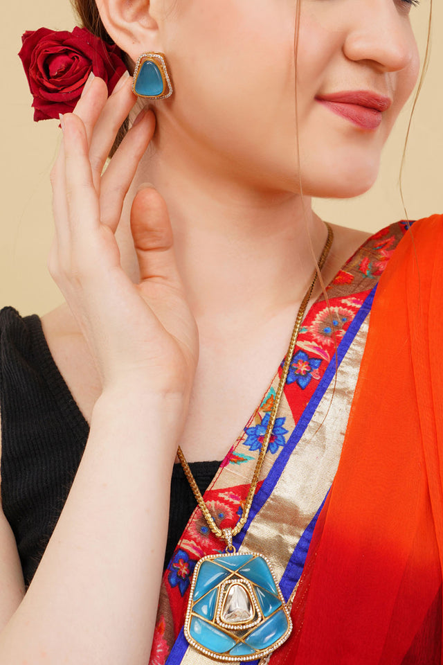 Multi-Color Brass Necklace & Earring Set