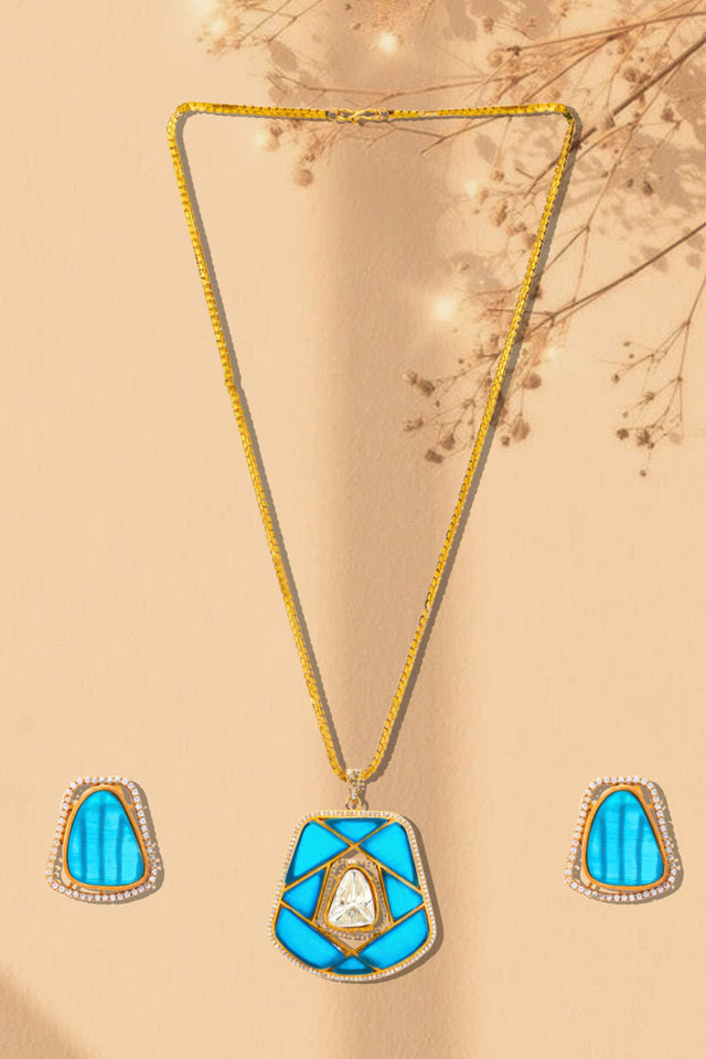 Multi-Color Brass Necklace & Earring Set