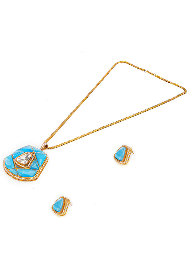 Multi-Color Brass Necklace & Earring Set