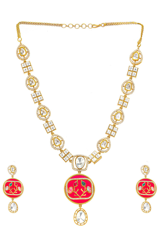 Multi-Color Brass Necklace & Earring Set