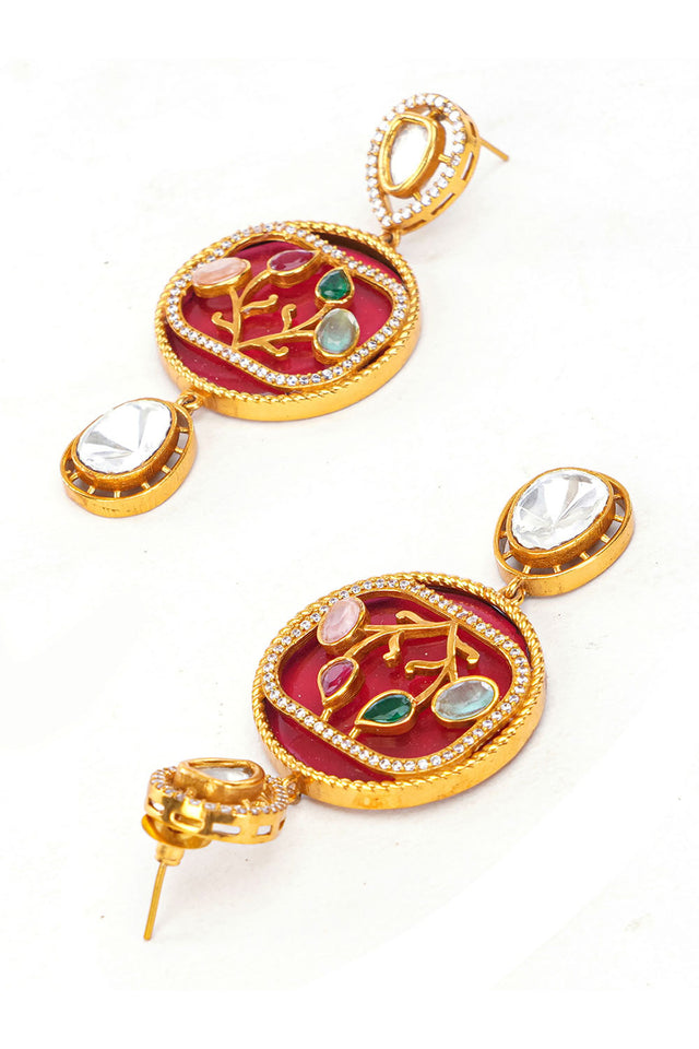 Multi-Color Brass Necklace & Earring Set