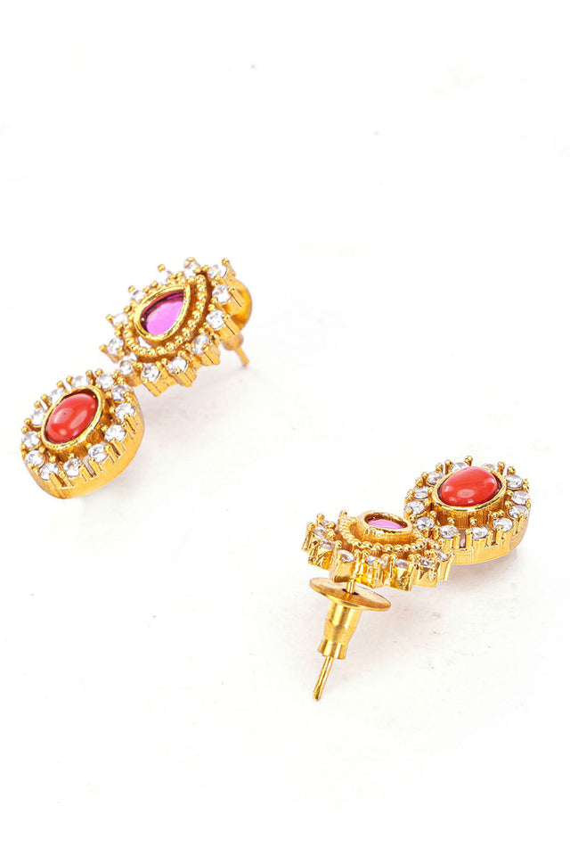 Multi-Color Brass Necklace & Earring Set