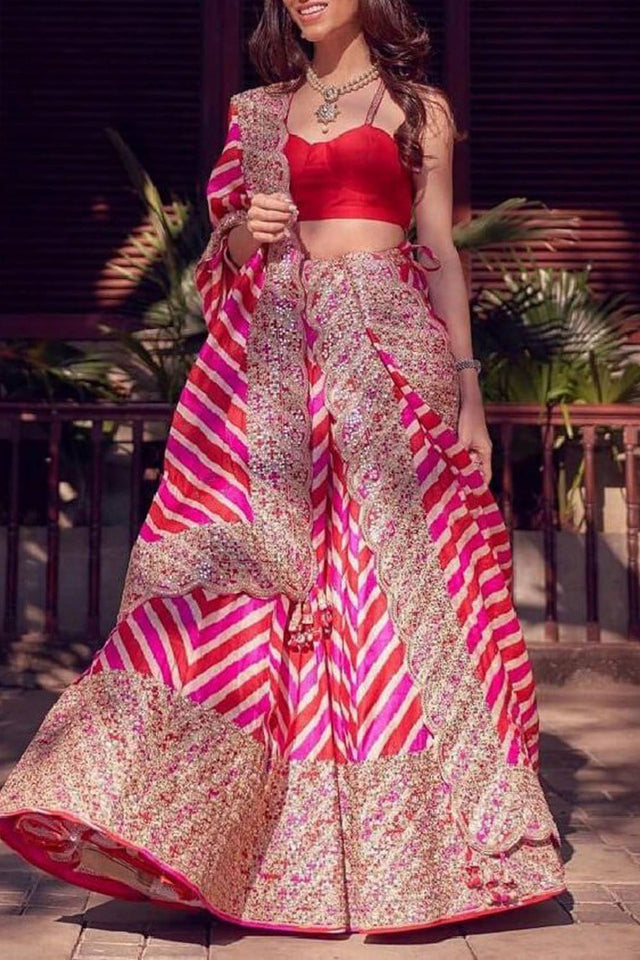 Pink Embroidered Art Silk Lehenga