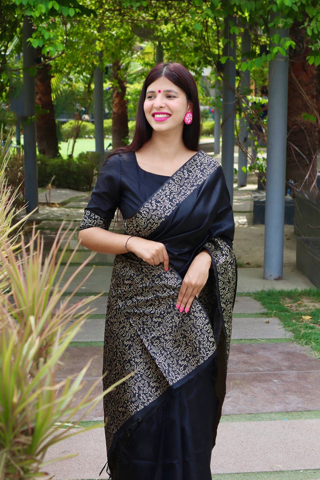 Black Woven Art Silk Saree (Eth_SR_21)