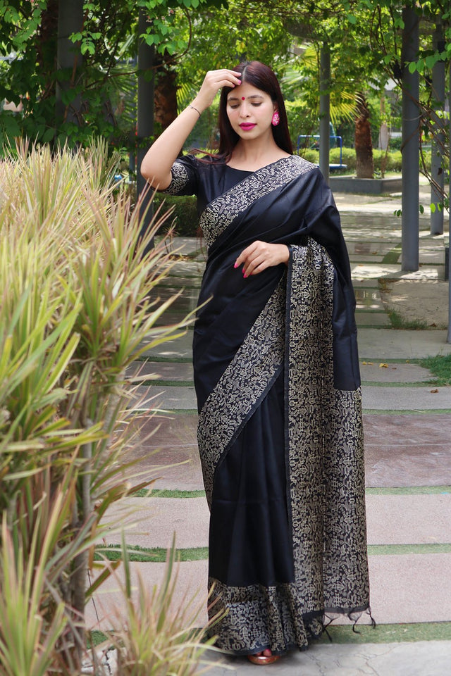 Black Woven Art Silk Saree (Eth_SR_21)