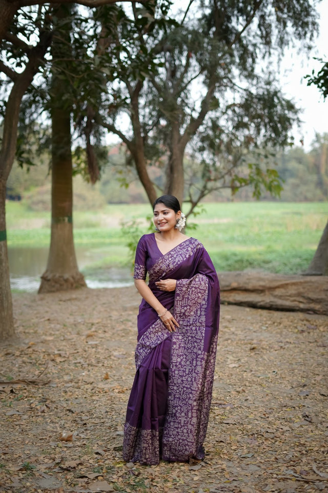 Purple Woven Art Silk Saree (Eth_SR_48)