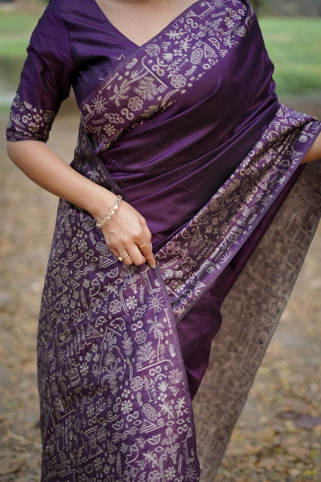 Purple Woven Art Silk Saree (Eth_SR_48)