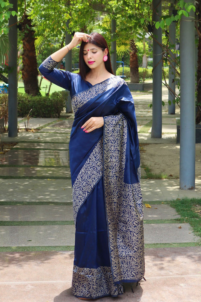 Blue Woven Art Silk Saree (Eth_SR_16)