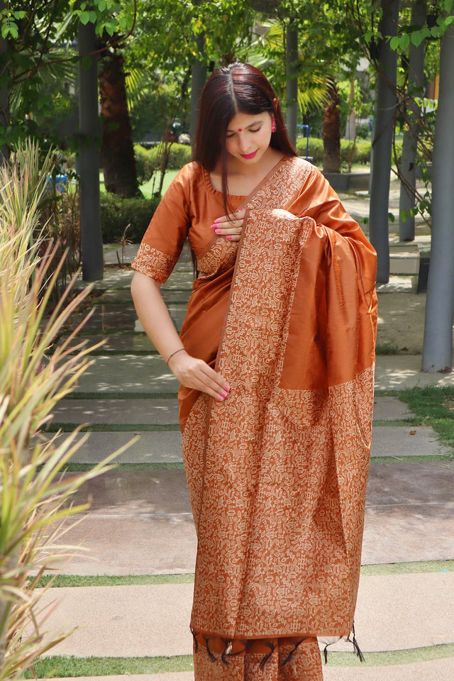 Orange Woven Art Silk Saree (Eth_SR_17)