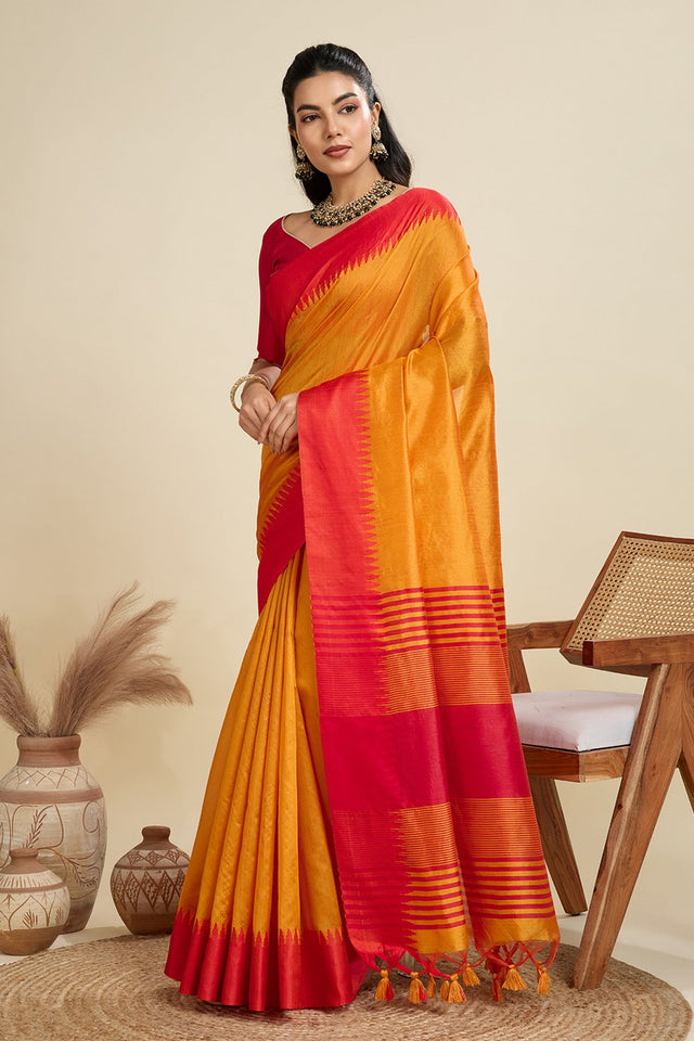 Mustard Woven Art Silk Saree (Eth_SR_24)