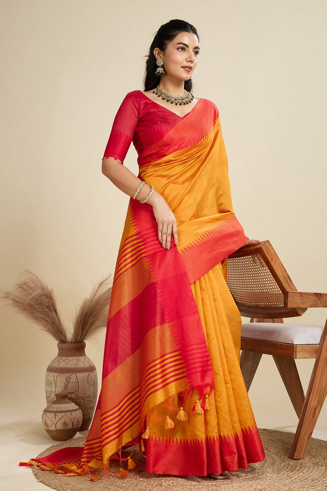 Mustard Woven Art Silk Saree (Eth_SR_24)