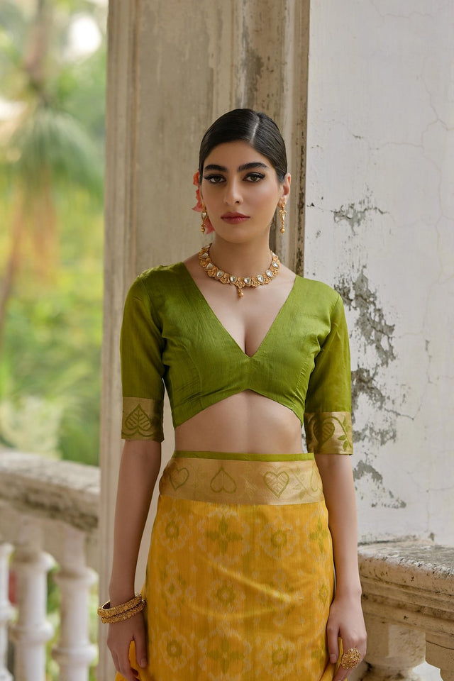 Yellow Floral Woven Art Silk Saree (Eth_SR_246)