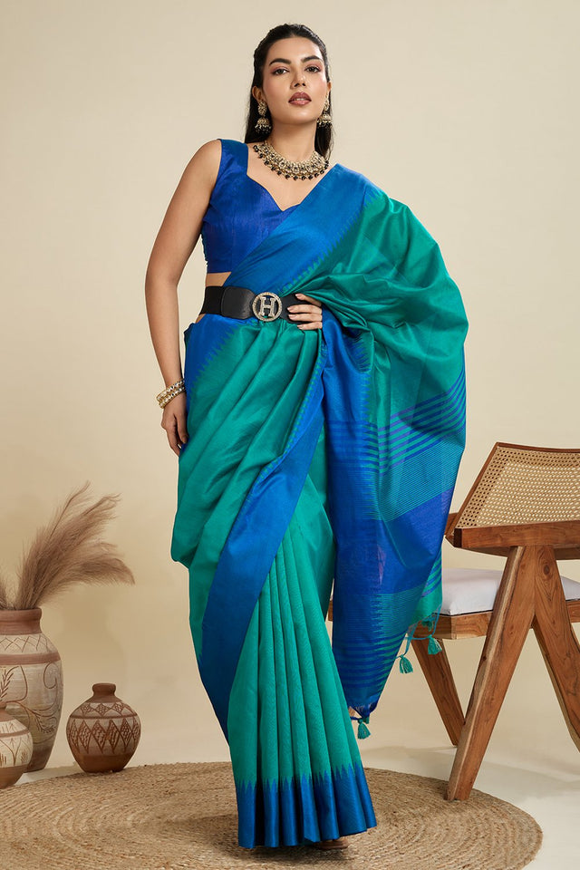 Blue Woven Art Silk Saree (Eth_SR_25)
