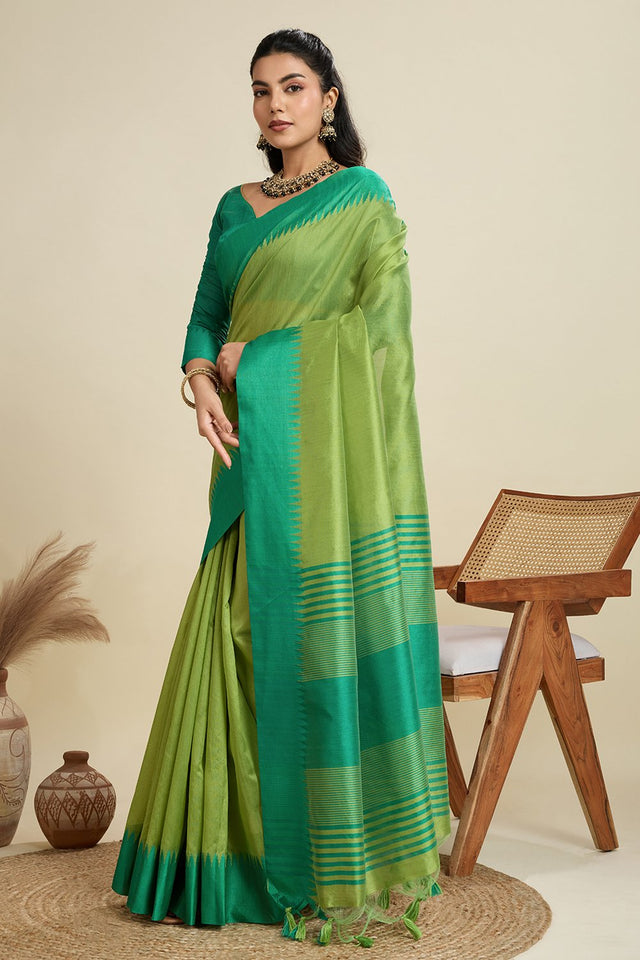 Green Woven Art Silk Saree (Eth_SR_26)