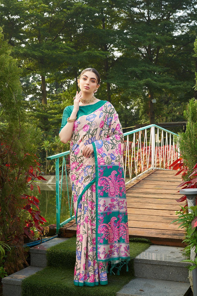 Multi Color Floral Printed Art Silk Saree (Eth_SR_268)