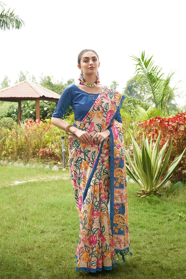 Multi Color Floral Printed Art Silk Saree (Eth_SR_269)