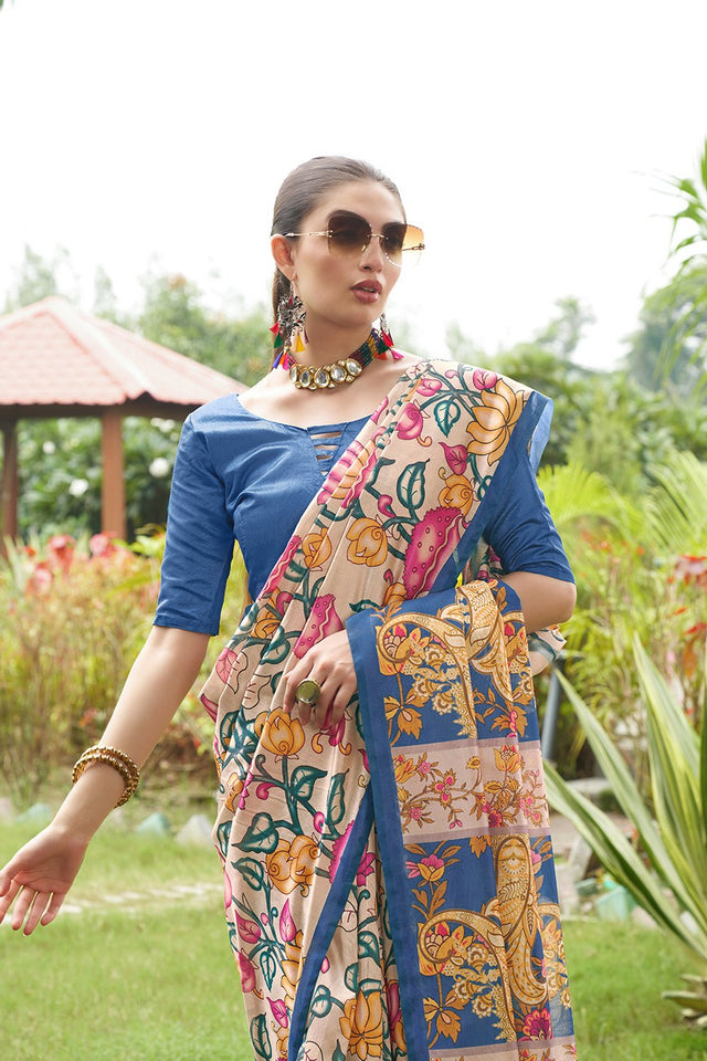 Multi Color Floral Printed Art Silk Saree (Eth_SR_269)