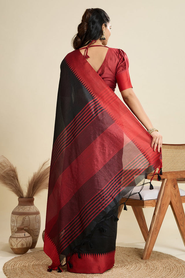 Black Woven Art Silk Saree (Eth_SR_27)