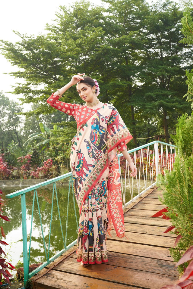 Multi Color Printed Art Silk Saree (Eth_SR_275)