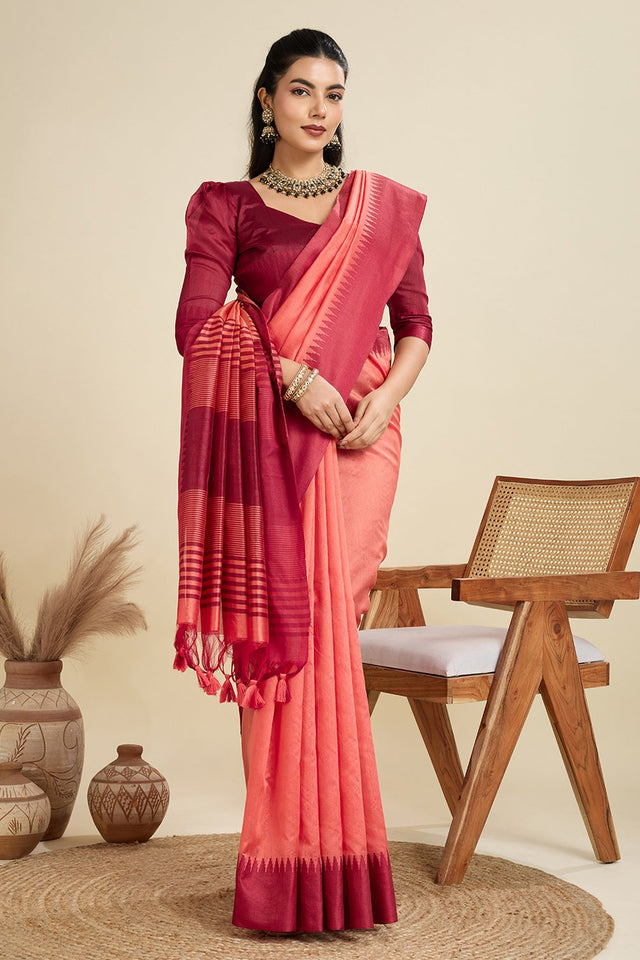 Pink Woven Art Silk Saree (Eth_SR_28)