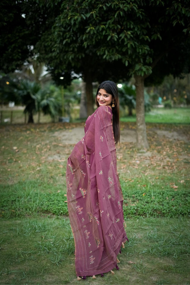 Purple Woven Art Silk Saree (Eth_SR_32)