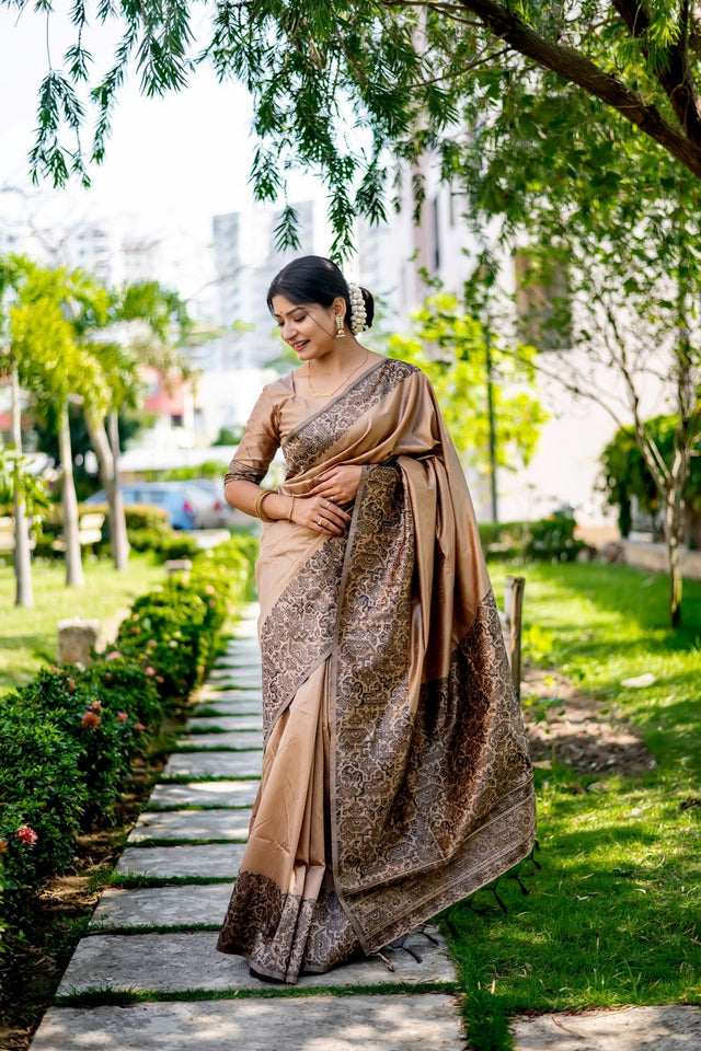 Beige Woven Art Silk Saree (Eth_SR_33)