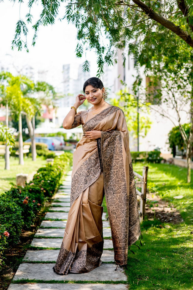 Beige Woven Art Silk Saree (Eth_SR_33)