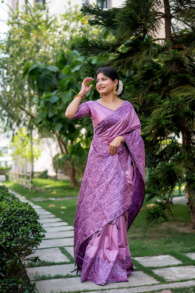 Lavender Woven Art Silk Saree (Eth_SR_35)