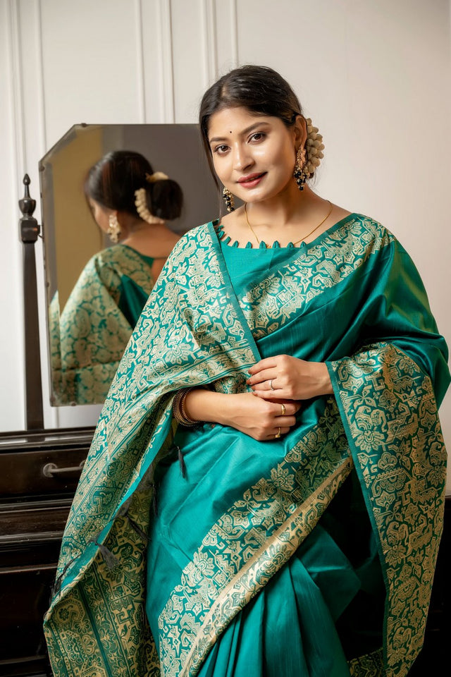Turquoise Woven Art Silk Saree (Eth_SR_39)